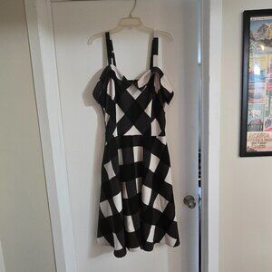 Unique Vintage Black & White Rockabilly Swing Dress